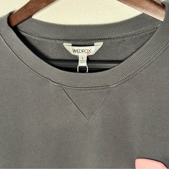Wildfox I Wish It Was Saturday Grey pinstripe sweatshirt size L NWT $108 - Picture 6 of 10